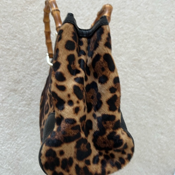 Gucci Bamboo handle Pony hair Leopard Shopper Tote - Picture 7 of 15